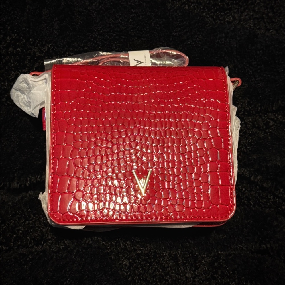 Vanessa Williams Red Croc-Embossed Crossbody Bag